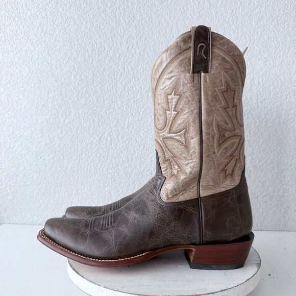 NEW Rod Patrick Mens Cowboy Boots 15AAA Brown Mocha Bison Leather Western RPM122 - Picture 4 of 12